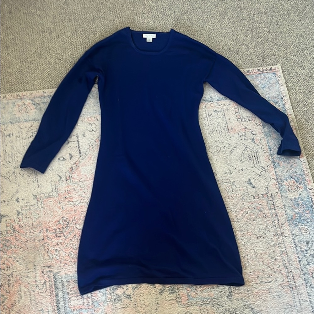 Elegant Navy Blue Dress 100% Merino Wool